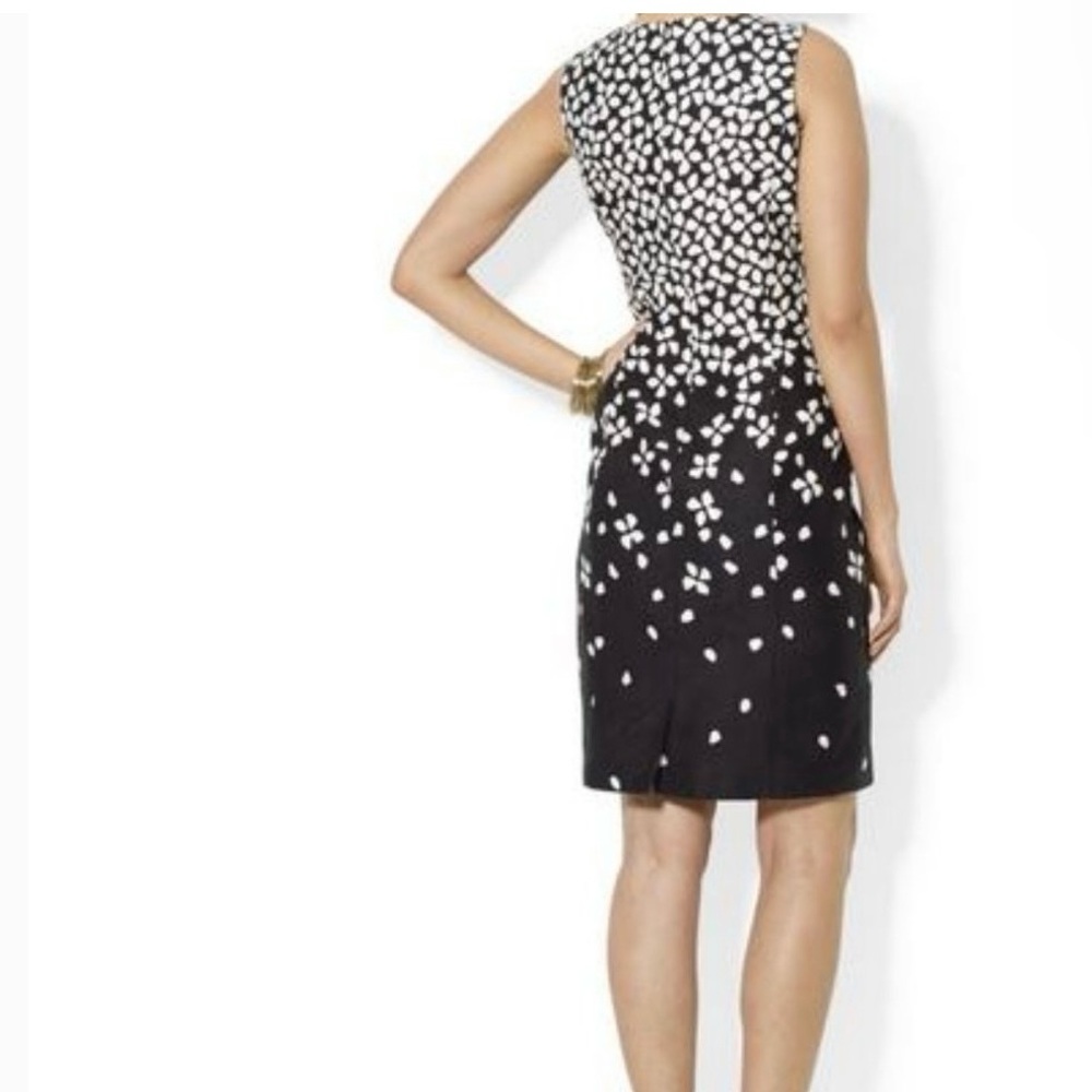 Lauren Ralph Lauren Plus Size Sleeveless Dress Black w White Petal Sheath 18W - Picture 2 of 8